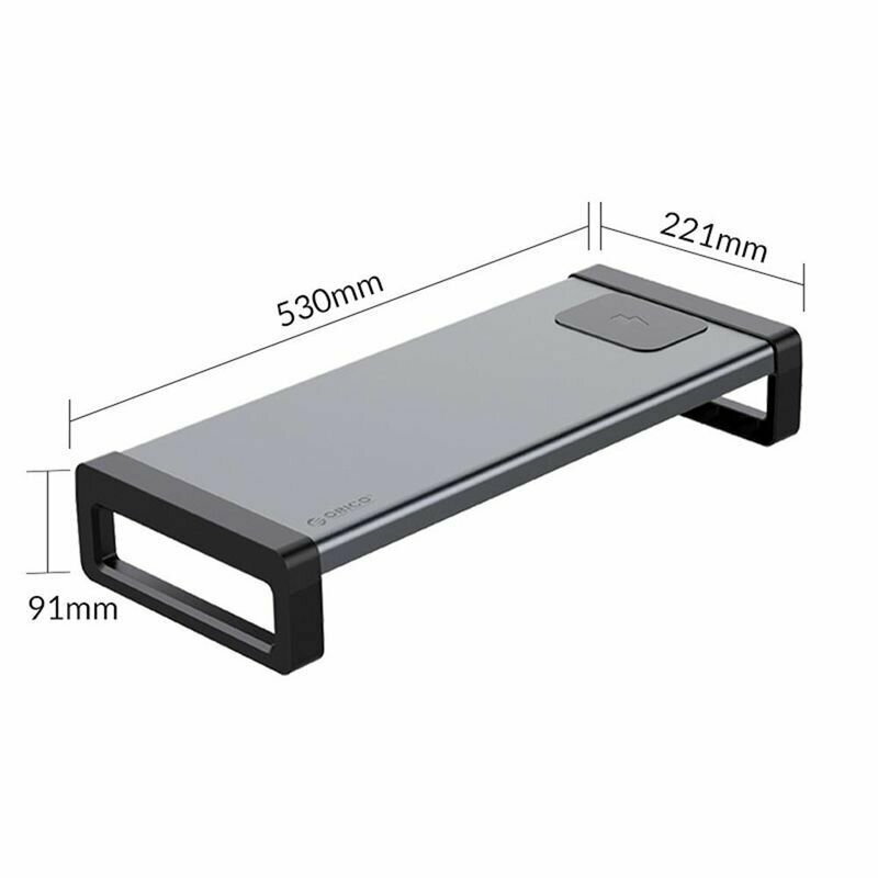 Алюминиевая подставка для монитора, 53x22x9 см, серый ORICO-HSQ-02W-EU-GY-BP — фото 3