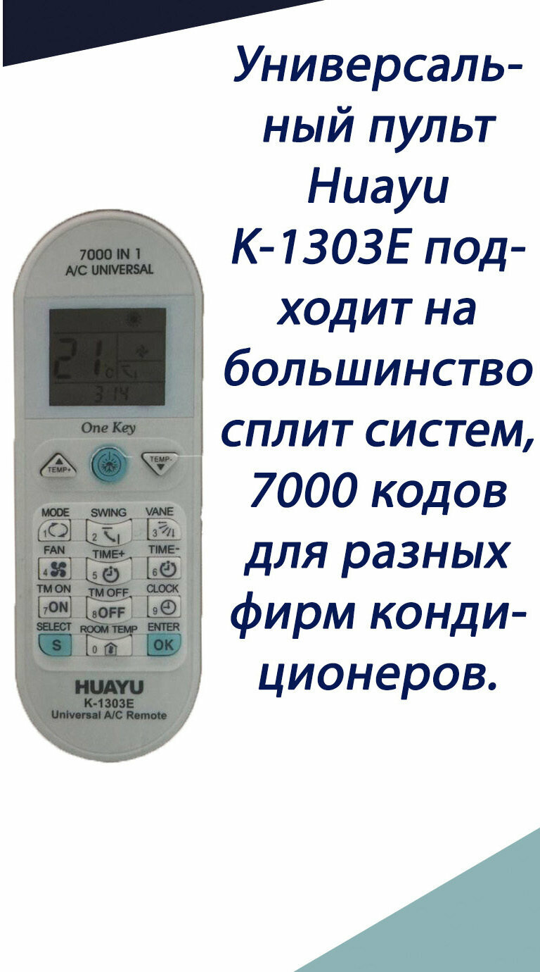 Универсальный пульт K-1303E для всех кондиционеров! 7000 кодов в одном / легко настроить / для 99% всех брендов
