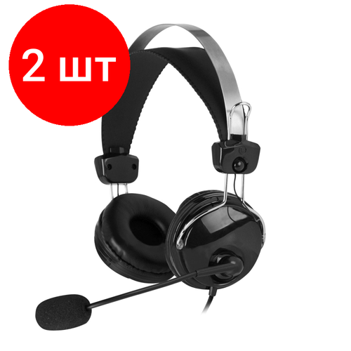 компьютерная гарнитура a4tech hs 7p черный Комплект 2 штук, Гарнитура A4Tech (HU-7P) черный 2м накладные USB