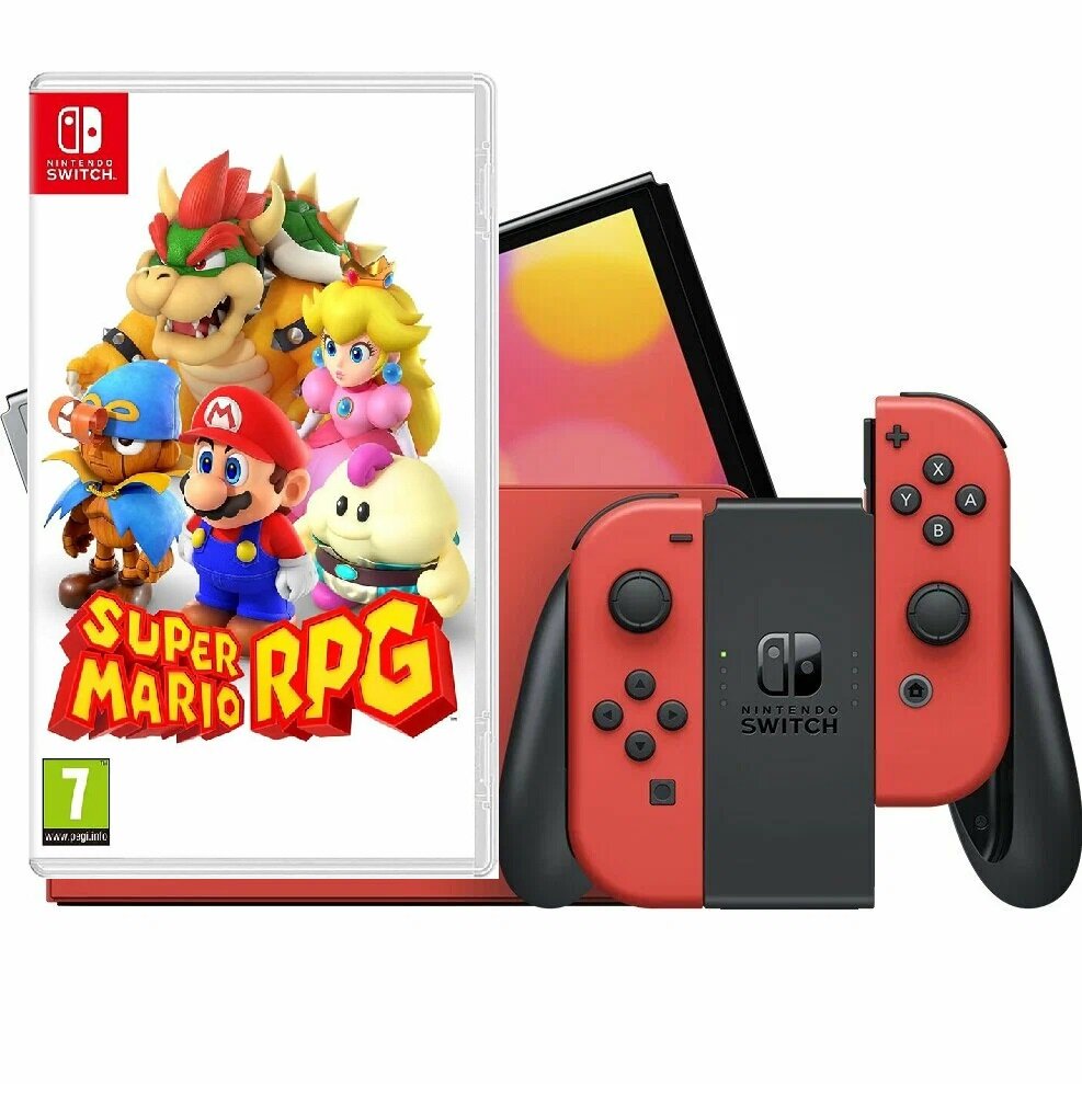 Игровая приставка Nintendo Switch OLED Mario Red Edition Console Красный 64 GB + Игра Super Mario RPG