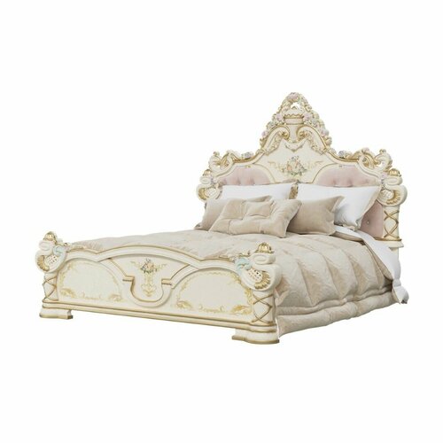 Кровать спм 1800х2000 2040х2120х1740мм Спальня людовик модульная система Кракелюр МДФ шелкография ППУ ручная роспись 77572₽