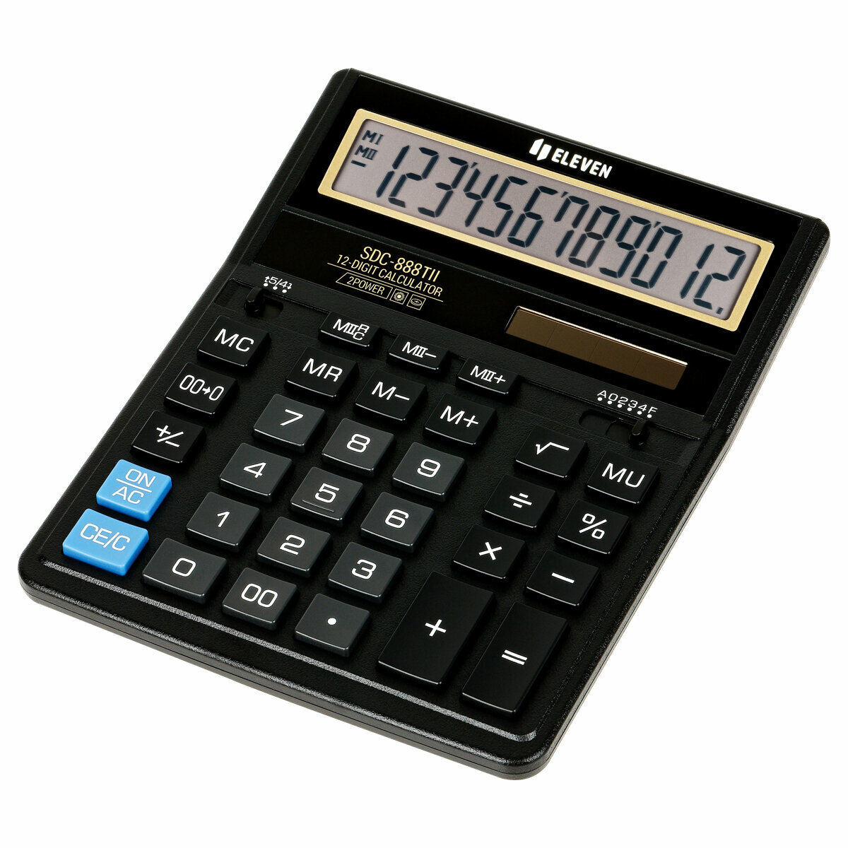 Калькулятор настольный Eleven SDC-888TII 12 разрядов двойное питание 158×203×31мм черный