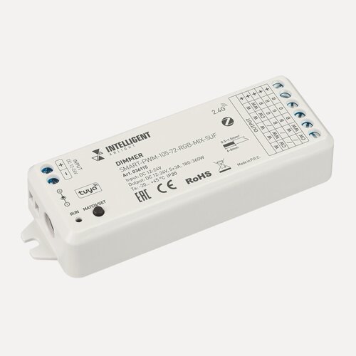 Изображение товара INTELLIGENT ARLIGHT Диммер SMART-PWM-105-72-RGB-MIX-SUF (12-24V, 5x3A, ZB, 2.4G) (IARL, Контроллер) 036115