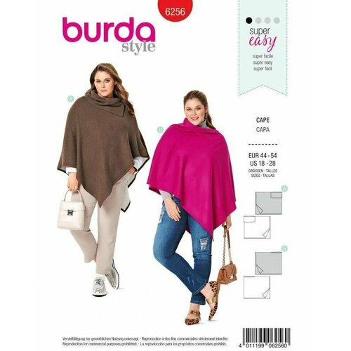 Выкройка Мода для полных Burda 6256