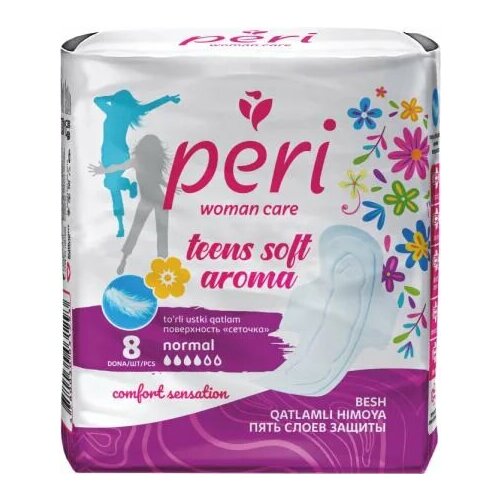 Прокладки женские PERI Teens Aroma Normal 8 шт, хлопок