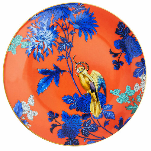Десертная тарелка из костяного фарфора Golden Parrot, 20 см, красный/декор, серия Wonderlust, Wedgwood, WGW-1057265