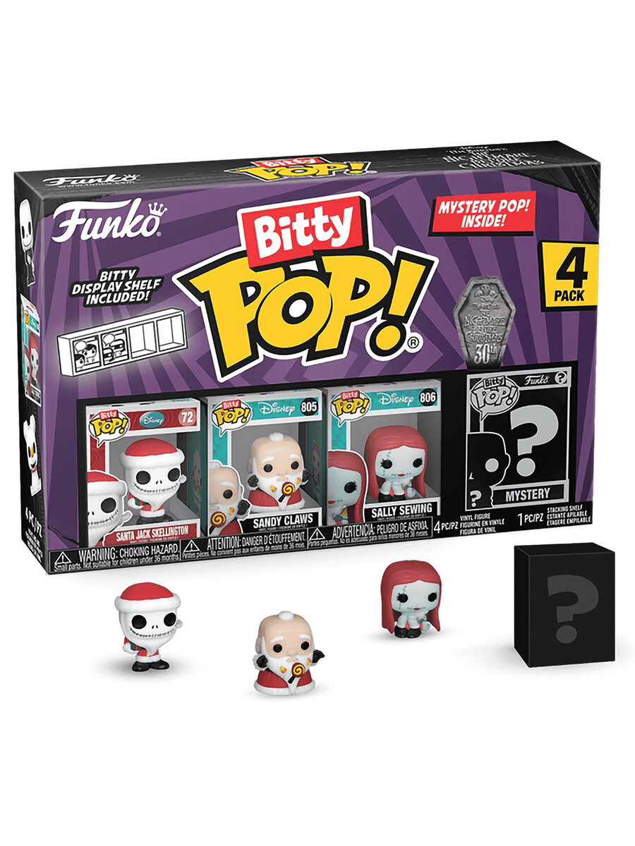 Фигурка Funko Bitty POP! Disney TNBC S4 Santa Jack+Sandy Claws+Sally+Mystery (1 of 4) 4PK 73022