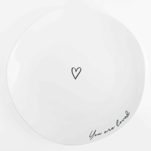 Тарелка десертная, 20 см, фарфор P, белая, Сердце, Amour