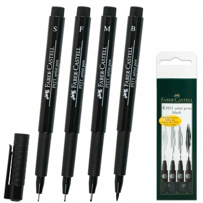 Капиллярные ручки Faber-Castell PITT® ARTIST PEN черный 4 шт. - фото №14