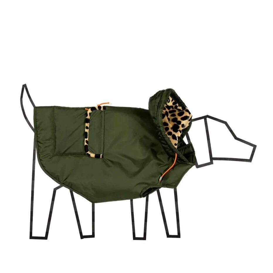 Olive Animal Print Пуховик для собак, размер 5 — фото 1