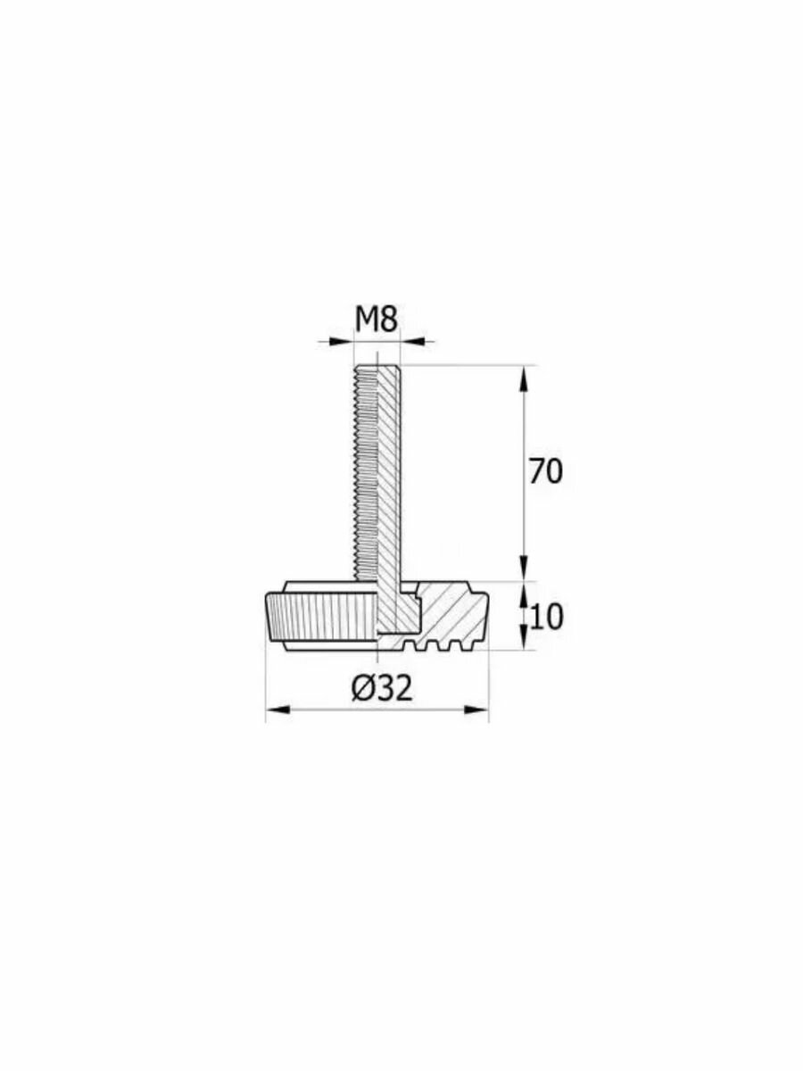 Резьбовая опора ножка М8х70 с пластиковым основанием 32мм (4шт) - фотография № 6