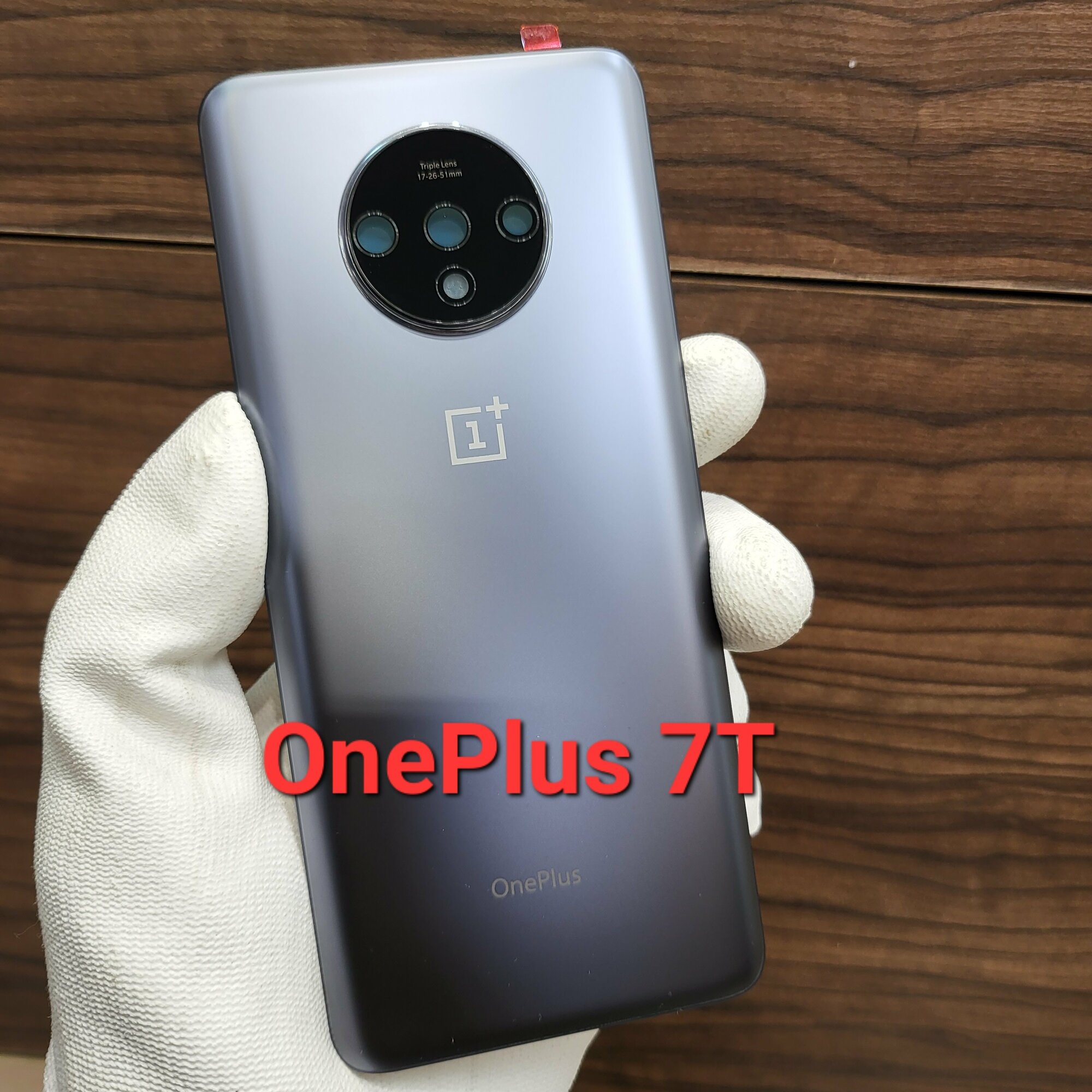 Крышка для OnePlus 7T "Премиум качество" (заднее стекло) цвет: Тёмно-серый