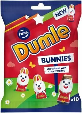 Шоколадные мини зайцы Fazer Dumle Bunnies с начинкой 122 г (из Финляндии)