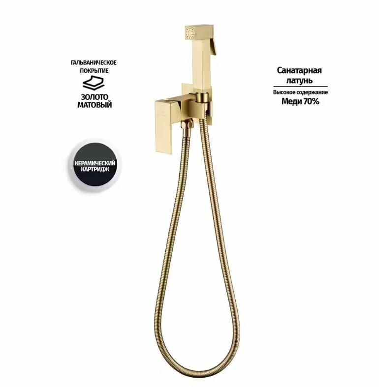 Гигиенический душ скрытого монтажа Grocenberg GB002MG золото матовое