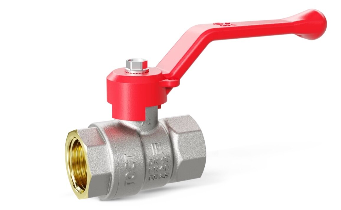Кран шаровой латунный LD Pride 47.15. В-В. Р Ду 15 Ру 40 рычаг (red). арт. LD 47.301.15 R