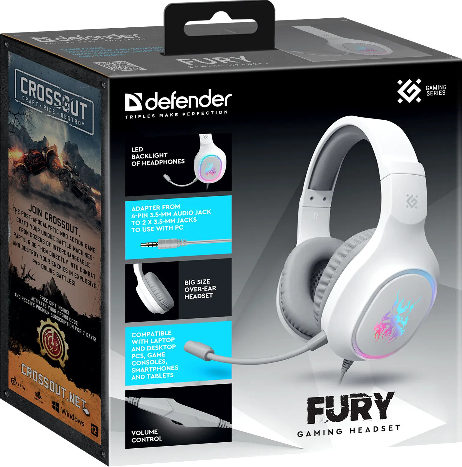 Наушники игровые с микрофоном проводные Defender Fury