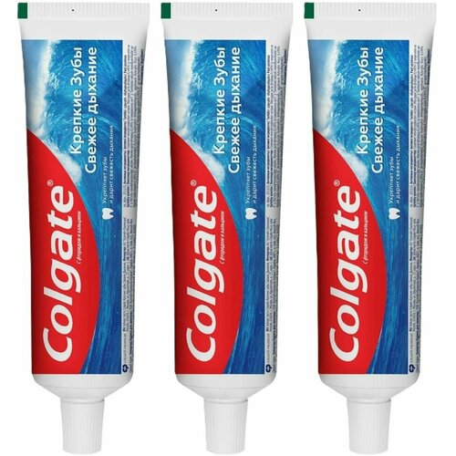 паста зубная colgate колгейт крепкие зубы свежее дыхание 100мл Colgate Зубная паста Крепкие зубы Свежее дыхание, 100 мл, 3 шт