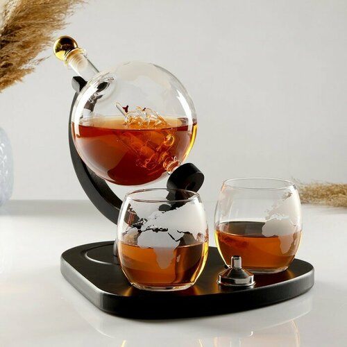 Мини-Бар Путешествия на подставке штоф - 930 мл бокалы - 330 мл 235 х 255 х 23 см 6968₽