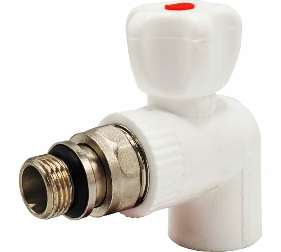 фото ППРС Кран для радиатора угловой 20 х 1/2 наружная резьба RVC light