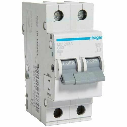 Автоматический выключатель HAGER MC263A 2Р 63A 6kA C