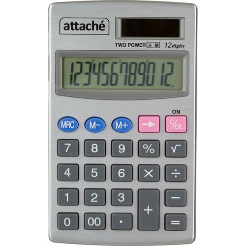 Калькулятор карманный Attache 12-ти разрядный, серебристый