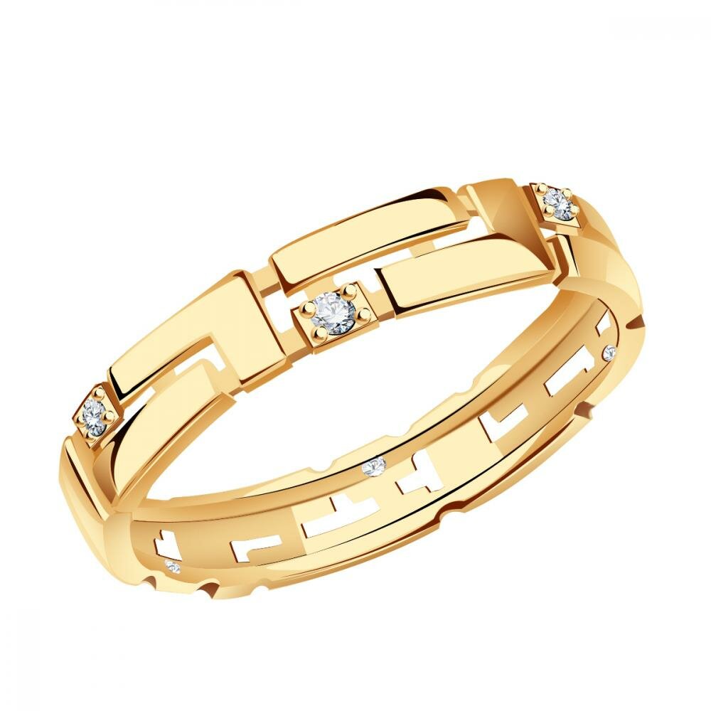 Кольцо Diamant online, красное золото, 585 проба, фианит, кристаллы Swarovski