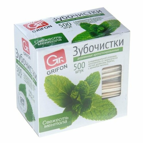 GRIFON Зубочистки из дерева с ментолом, 500 шт зубочистки grifon 200 шт