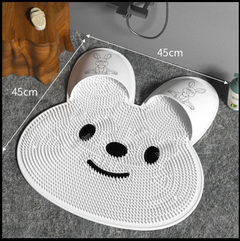 фото Силиконовый массажный коврик для ног на присосках белый цвет 45х45см