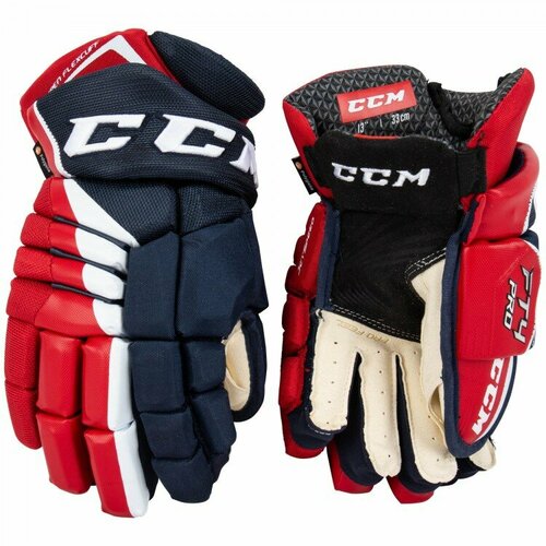 Перчатки CCM JETSPEED FT4 PRO SR, 13, NRW (сине-красно-белые) перчатки ccm jetspeed ft4 pro sr blk wht 13