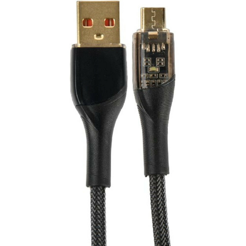 PERFEO Кабель USB А вилка - Micro USB вилка, 20W, нейлон, черный, длина 1 м, PREMIUM (U4020)