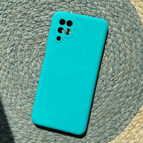 Чехол Samsung A12 голубой Silicone Cover