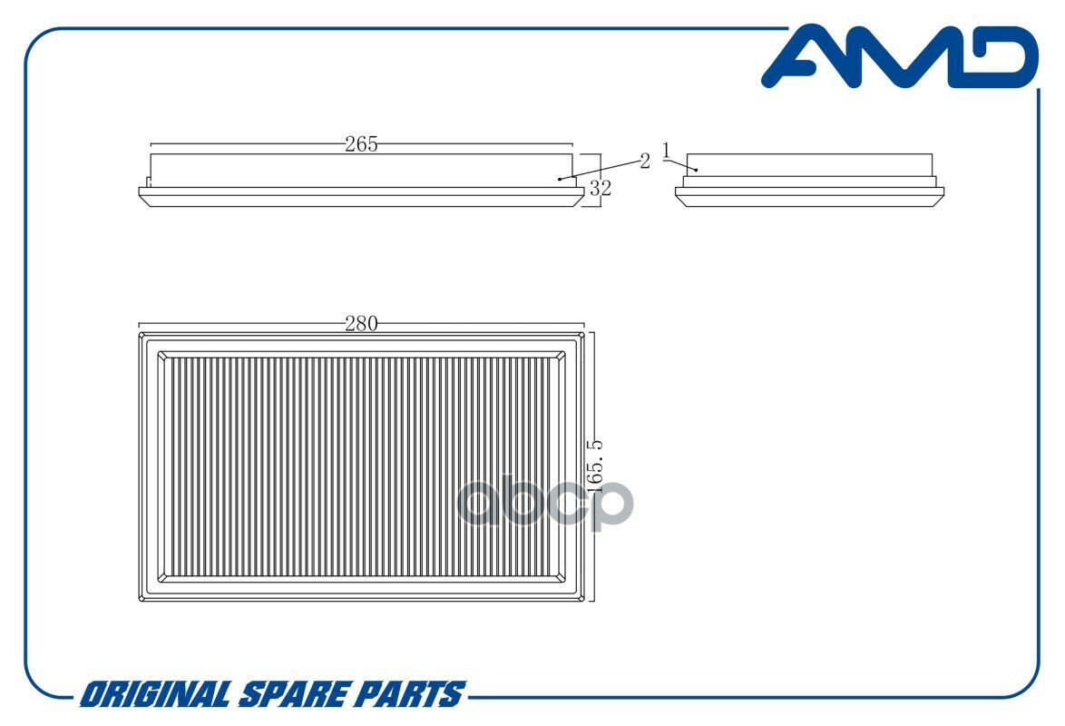 Фильтр воздушный 1654695F0B AMD. JFA89 для NISSAN (Almera Classic) (B10) (Almera N16E) (Murano Z50, Z51) (Pathfinder R50) (Primera P10, P11, P12) (X-Trail T30)