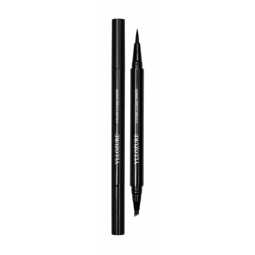 YLLOZURE Подводка для глаз двойная Double Eye Liner жидкая, 2 мл, 05 black линейка для микроблейдинга бровей из нержавеющей стали с золотым сечением для перманентного макияжа симметричный инструмент разделите