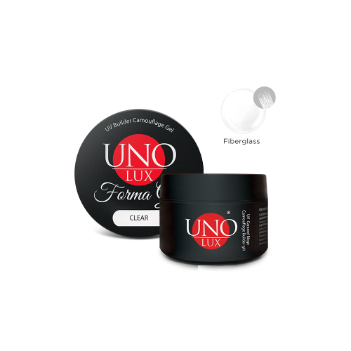 UNO, Моделирующий прозрачный гель Lux Forma Gel Fiber Glass Сlear, 15гр. planet nails гель sculpting fiber prof gel моделирующий прозрачный гель 5 г