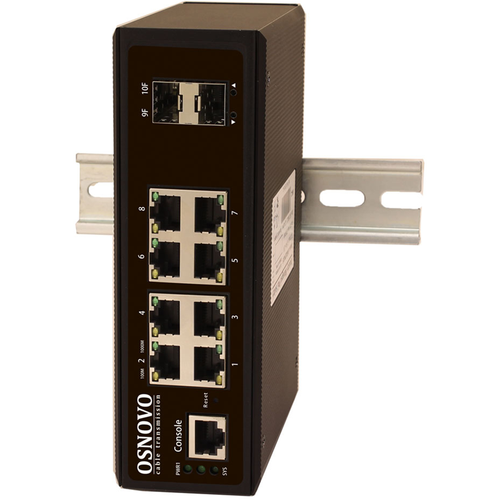 Коммутатор OSNOVO Промышленный L2 гигабитный коммутатор на 10 портов 8101001000Base-T 2SFP 1000Base- 48280₽