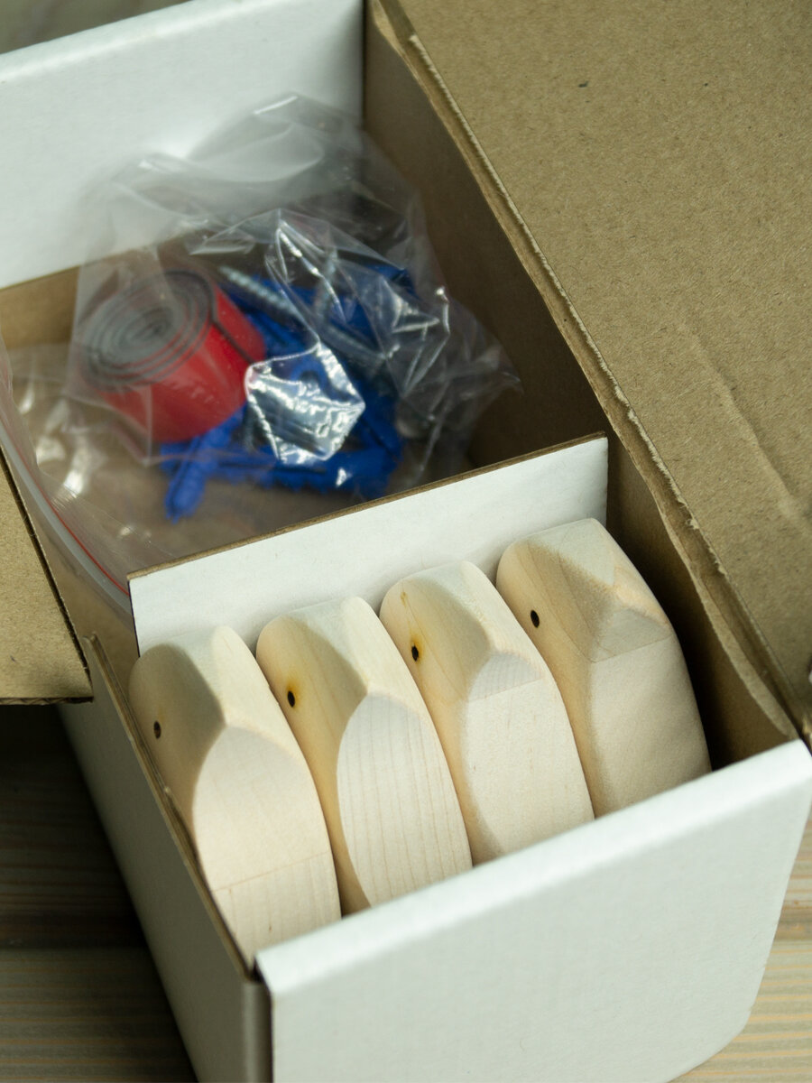 MJADO Набор настенных крючков из дерева Птички 4 шт. — фото 1