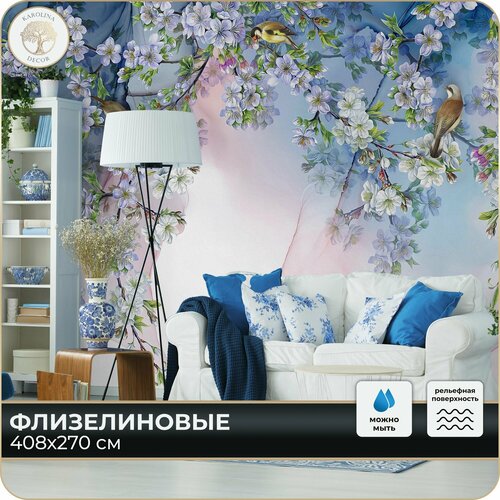 фото Фотообои флизелиновые 3д цветы в спальню для зала в коридор 400х270 karolina decor
