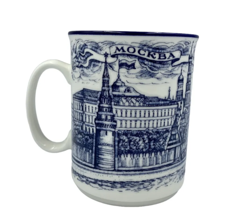 фото Кружка синяя роспись Москва 300мл