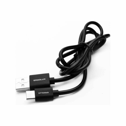 Кабель для зарядки USB - Type C Ergolux Elx-cdc02p-c02, цвет черный, 2А, 1 м, 1 шт кабель 4в1 usb typec lightning ergolux elx cdc07 c02 цвет черный 5а 1 2 м 1 шт