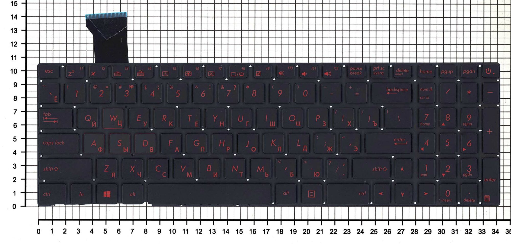 Клавиатура для ноутбука ASUS 0KN0-RZ1RU13 с красной подсветкой