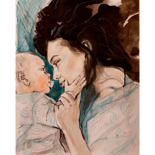 Картина по номерам Мама с ребенком 40х50 парный портрет по фото мама с ребенком