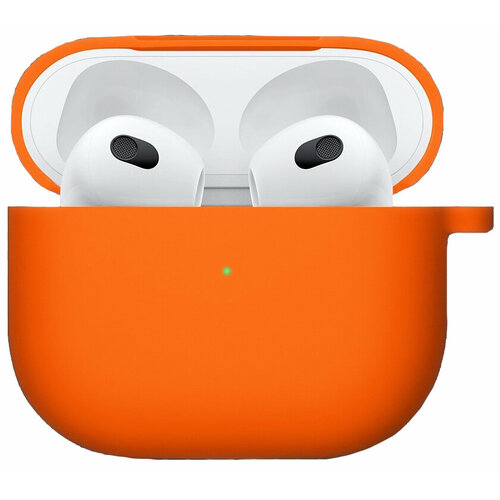 Чехол силиконовый для Airpods 3 case, оранжевый с карабином