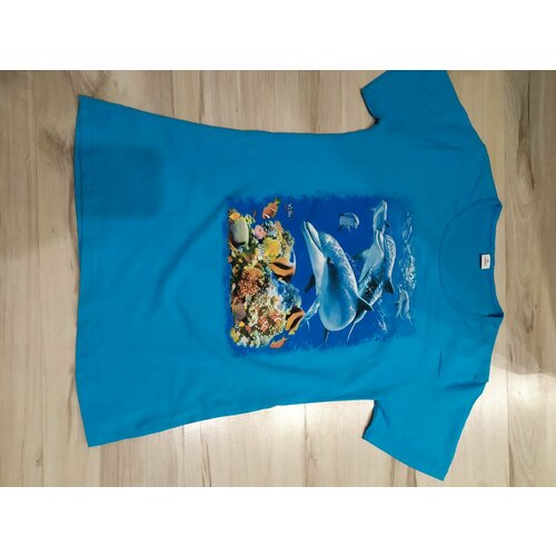 Футболка Мир футболок, размер 34, голубой, бирюзовый летняя детская футболка для мальчиков и девочек с милым мультяшным принтом детская хлопковая футболка с коротким рукавом для маленьких ма