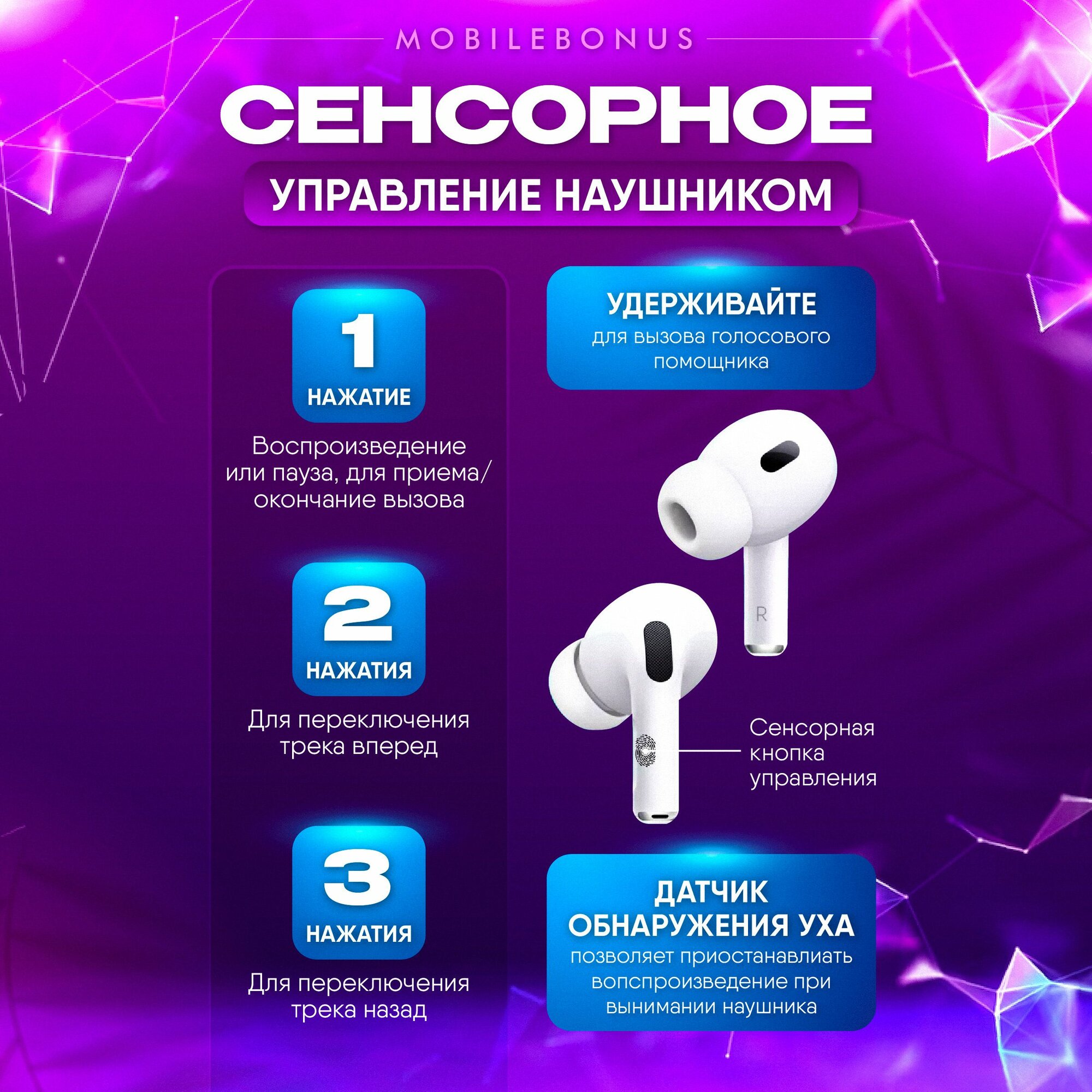 Наушники беспроводные с микрофоном, Bluetooth, USB Type-C — фото 1
