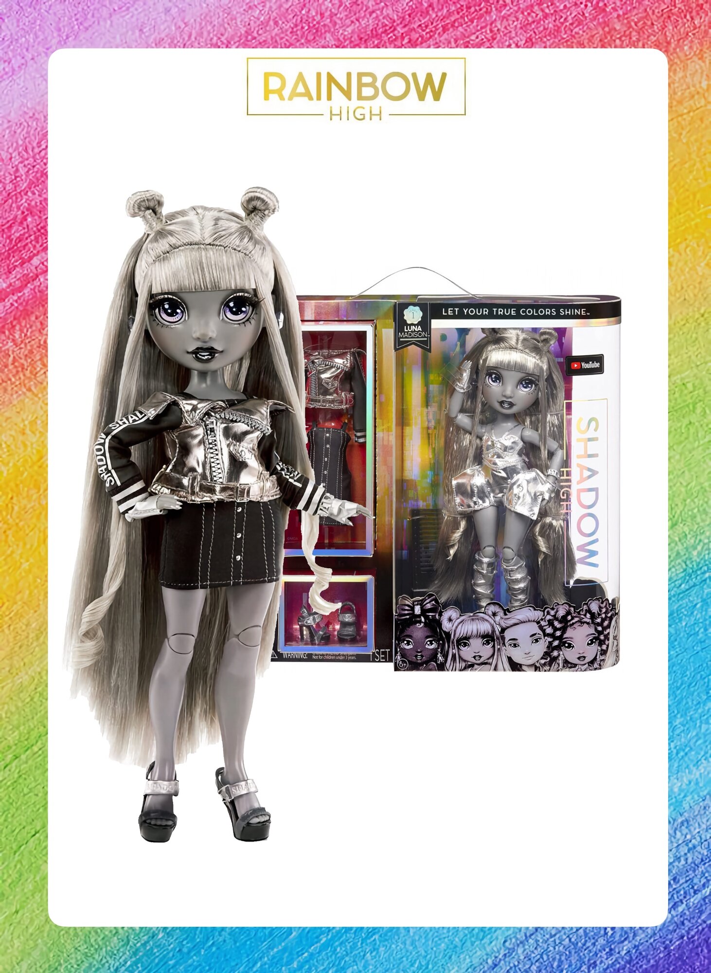 Кукла Rainbow High Shadow Luna Madison Grayscale - Рейнбоу Хай Луна Мэдисон 583530
