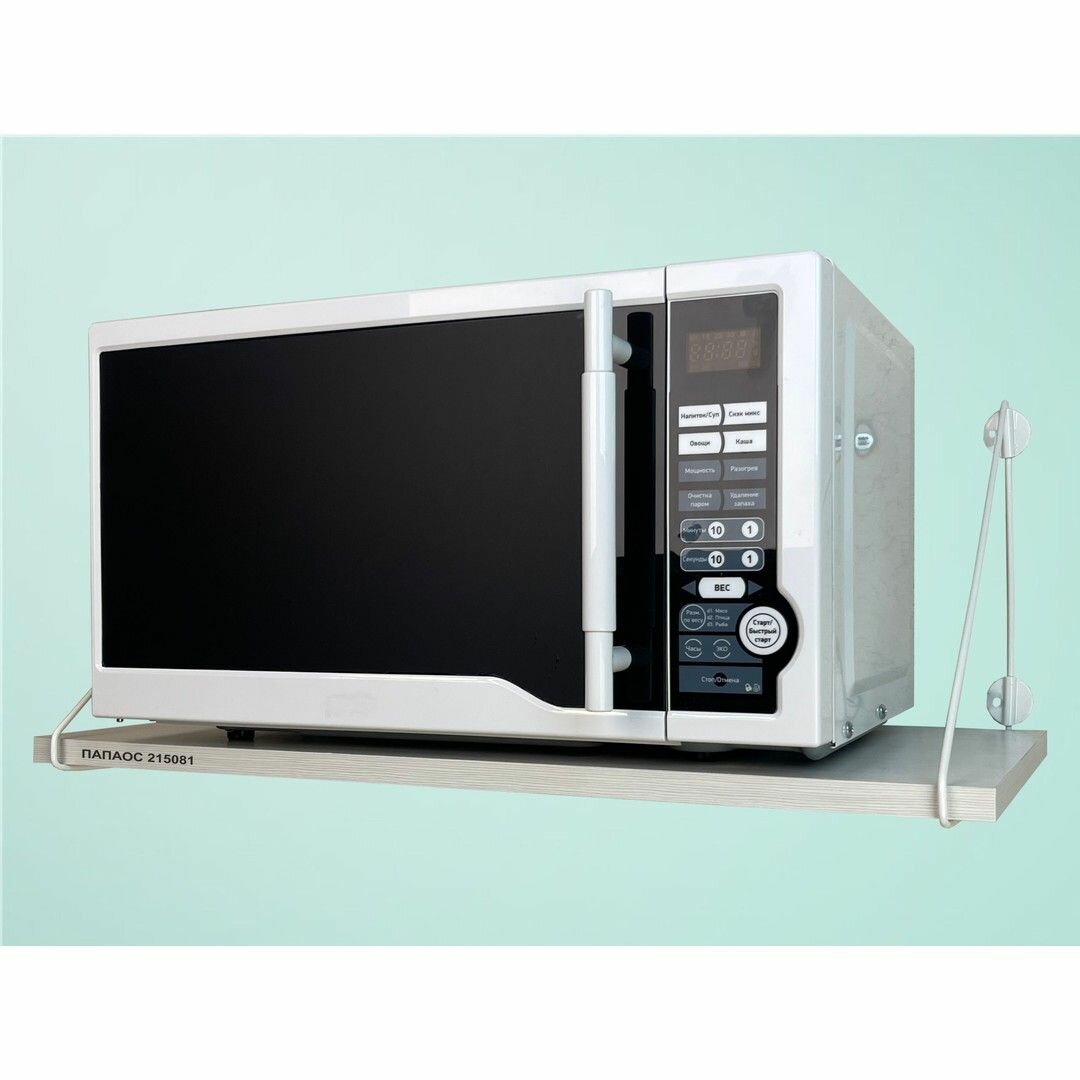 Полка для микроволновки MAIMA-215081 размер 60х30 см, высота 26 см, цвет-белый и сосна выбеленная