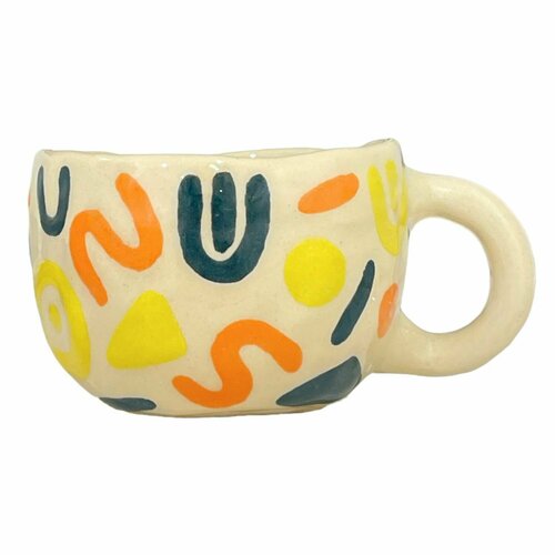 Кружка ручной работы с росписью Абстракция сине-оранжевая керамика 250 мл 3118₽