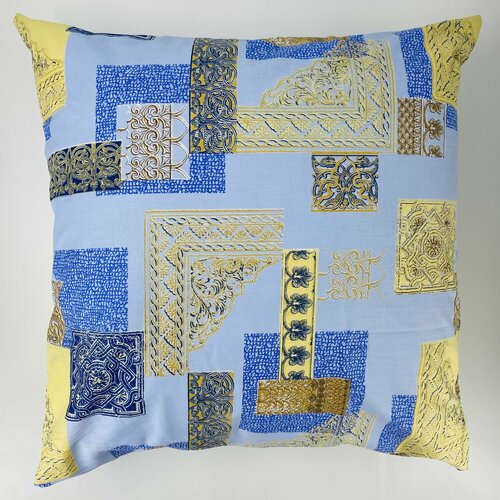 Наволочка Узоры на голубом фоне Бязь Хлопок 70х70 1 шт голубой, желтый, синий