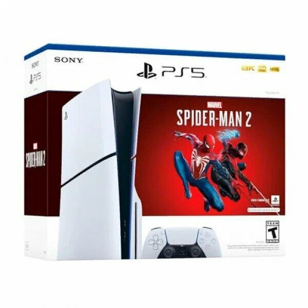 Игровая приставка Sony PlayStation 5 PS5 Slim Marvel Spider Man 2 Bundle 1000 ГБ SSD, c дисководом, игра в подарок, белый (CFI-2015)