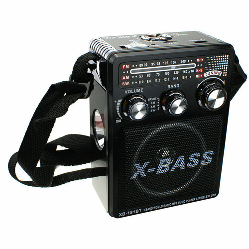 Радио XB-181BT USBmicroSDbluetooch Waxiba фонарик черное 176000₽